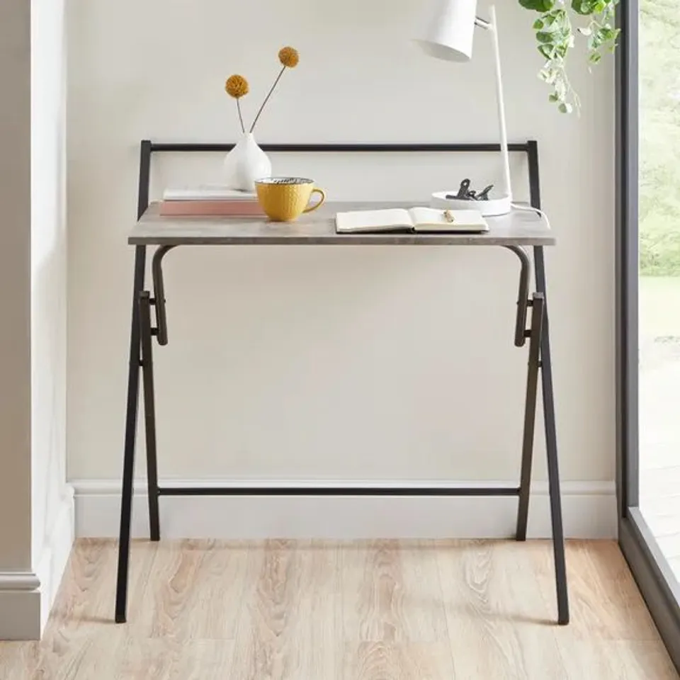 BOXED EVELYN FOLDING DESK CONCRETE EFFECT 