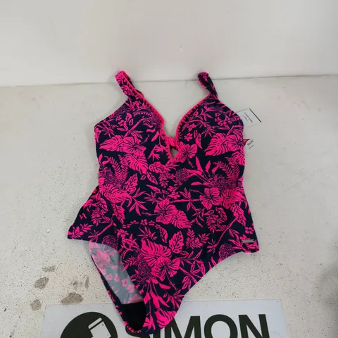 VENICE BEACH WOMEN'S FLORAL SWIMSUIT - NAVY WITH PINK PRINT, UK 14 C/D CUP (EU 40, C/D)