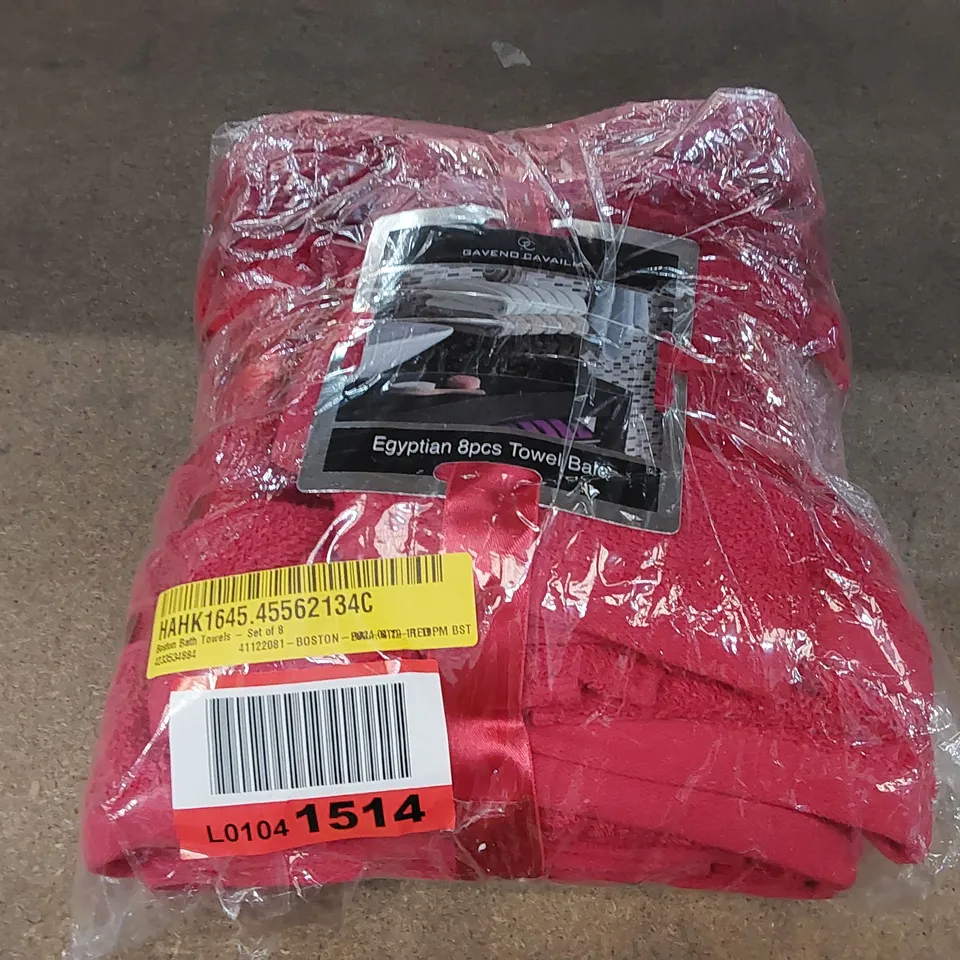 BAGGED EGYPTIAN BOSTON BATH TOWELS SET OF 8 - RED (1 ITEM)