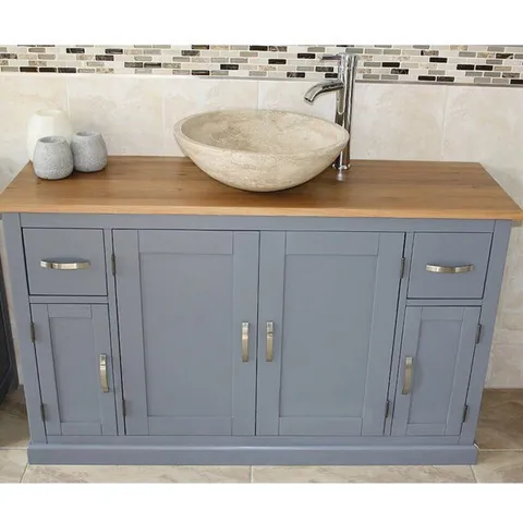 BOXED ANKARA 1230CM SINGLE BATHROOM VANITY WITH VESSEL STONE BASIN