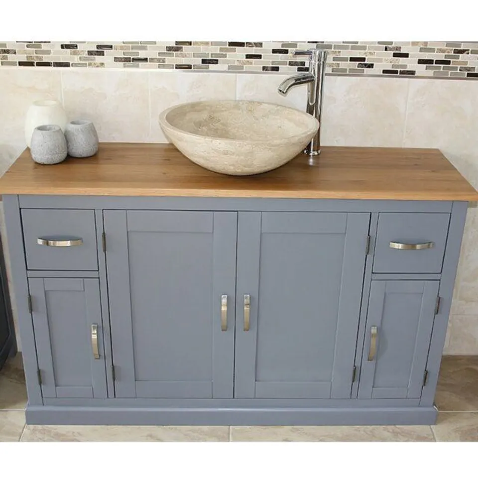 BOXED ANKARA 1230CM SINGLE BATHROOM VANITY WITH VESSEL STONE BASIN