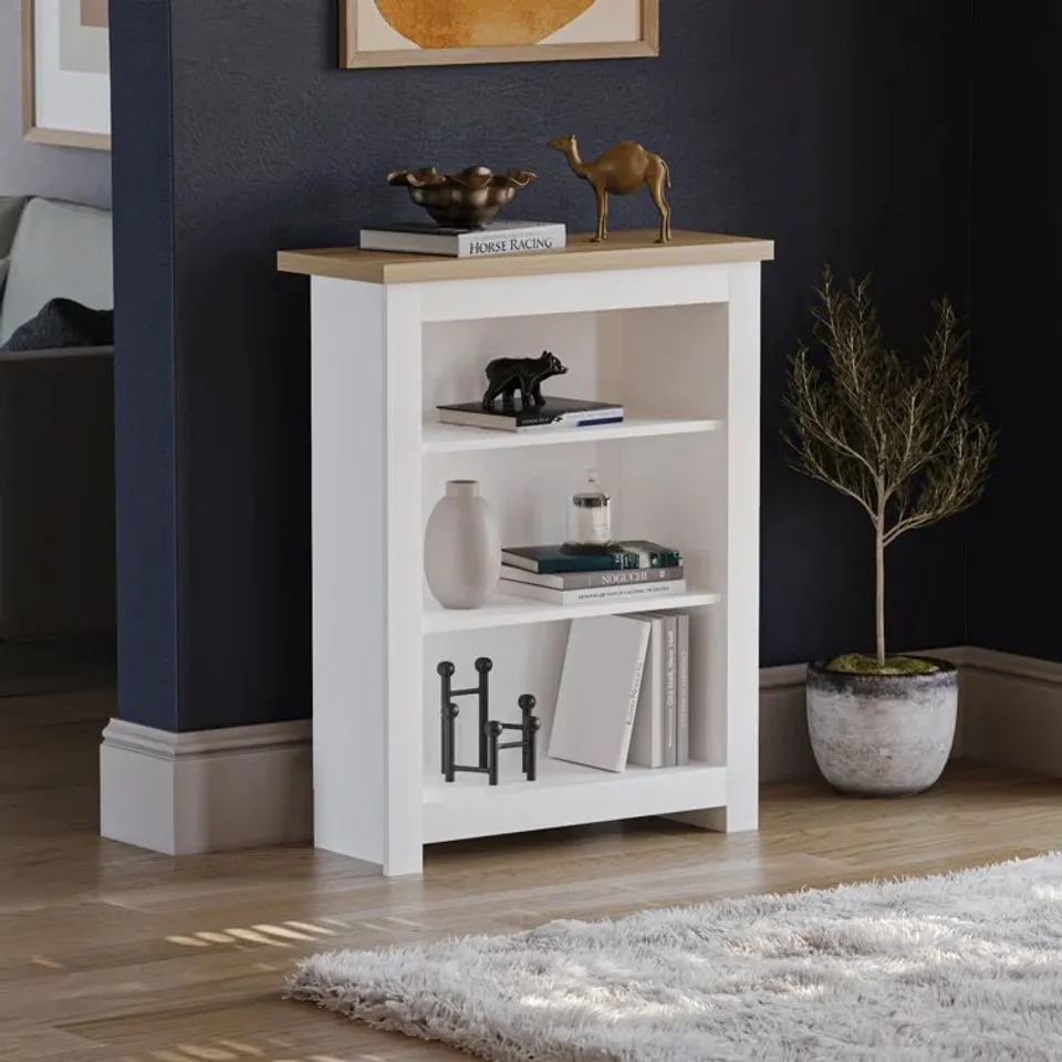 BOXED BEACSFIELD BOOKCASE - WHITE/OAK (1 BOX)