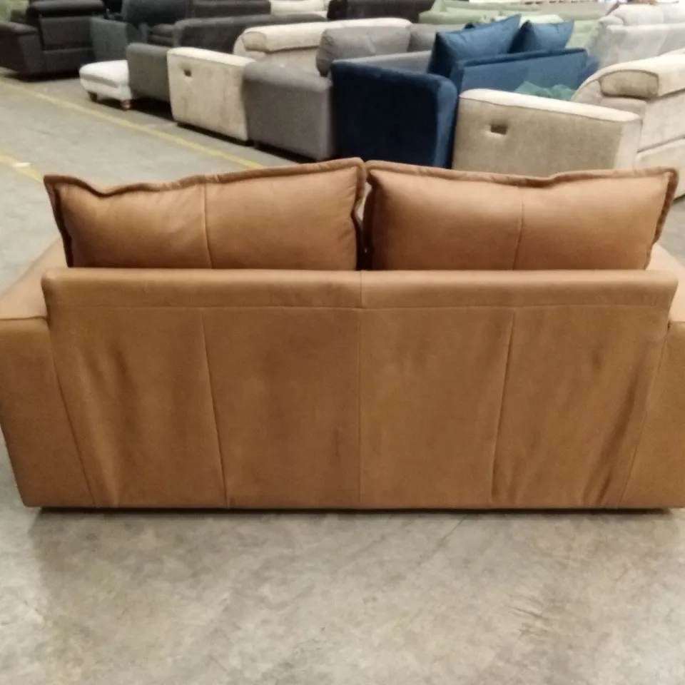 TRIBECA ITALIAN LEATHER 2 SEATER SOFA - TAN RRP £1149