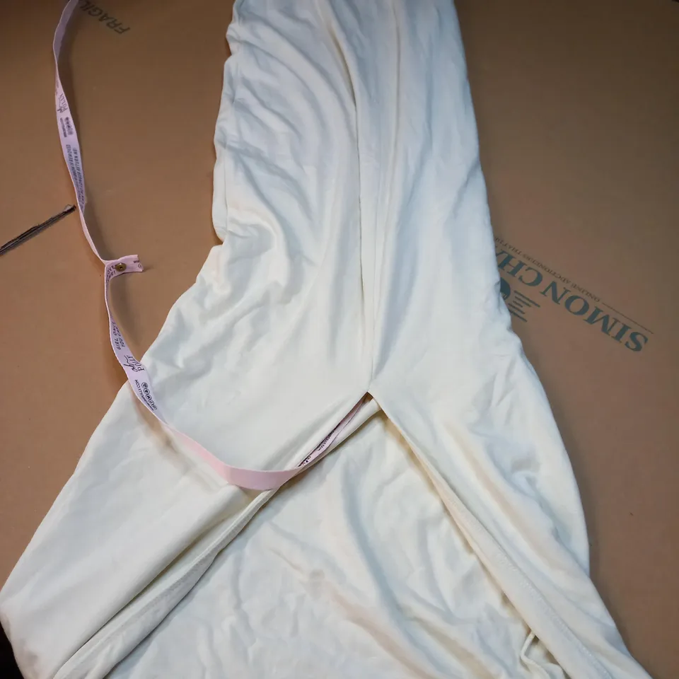 OHPOLLY IVORY HIGH SPLIT STRAPLESS MAXI DRESS - SIZE 6