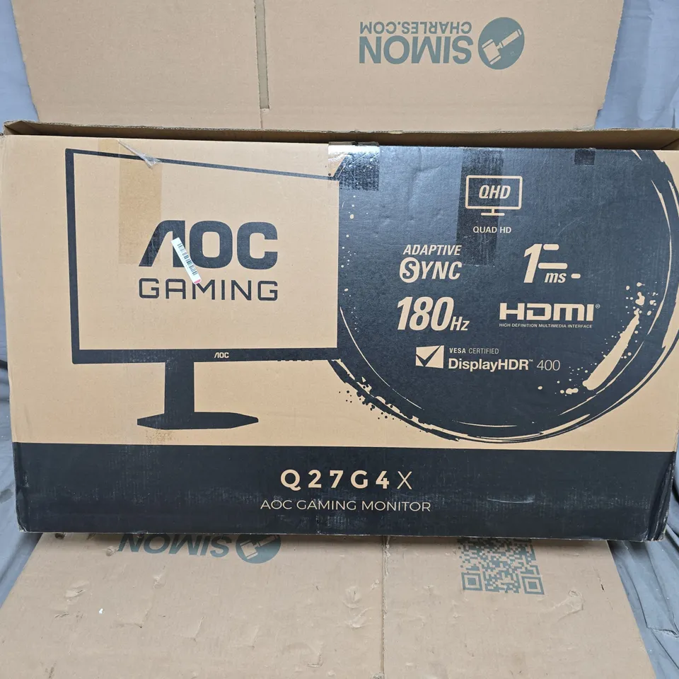 AOC Q27G4X GAMING MONITOR – 27-INCH, QHD, 180HZ, DISPLAYHDR 400 (BOXED)