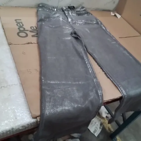 BOXED BRAND NEW APPROXIMATELY 7 JD WILLIAMS METALLIC WIDE LEG JEANS SILVER SIZE 10
