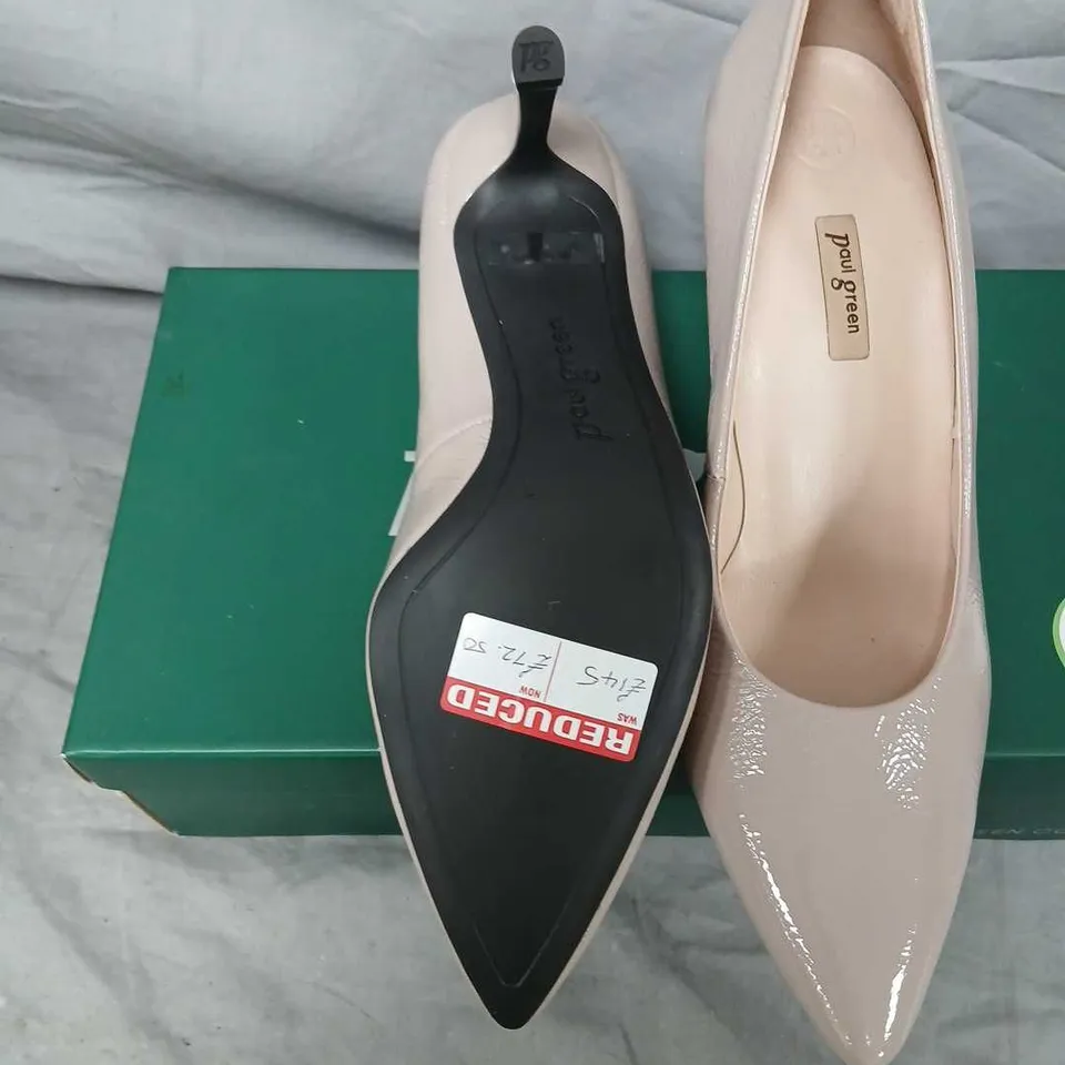 PAUL GREEN ROSEWOOD 3757 NUDE PATENT HIGH HEEL PUMPS, UK 7