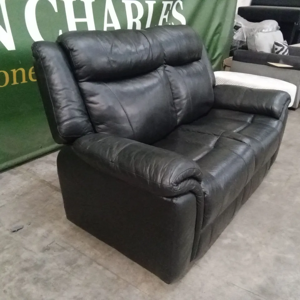 QUALITY DESIGNER 2 SEATER LEATHER SOFA - BLACK