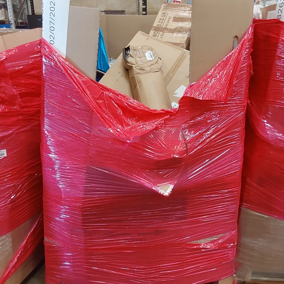 PALLET OF ASSORTED HOUSEHOLD ITEMS AND CONSUMER PRODUCTS TO INCLUDE; BOXED FURNITURE ETC 
