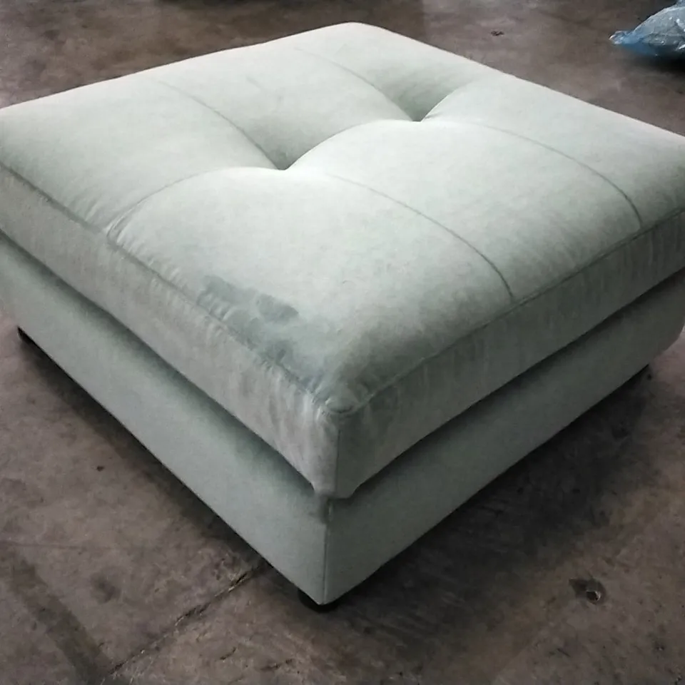 QUALITY DESIGNER LOUNGE CO FOOTSTOOL IN TURQUOISE VELVET