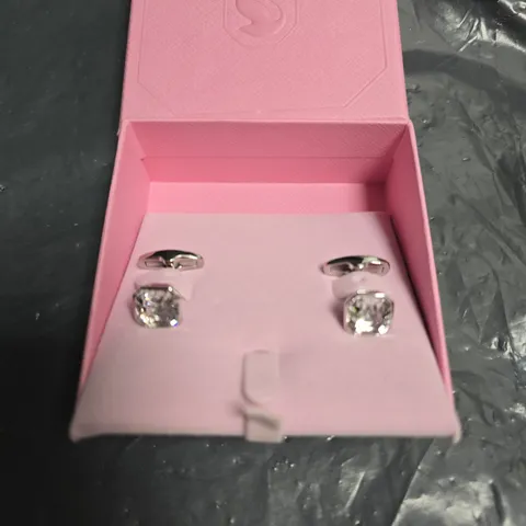 SWAROVSKI SILVER-TONE SQUARE-CUT CLEAR STONE CUFFLINKS