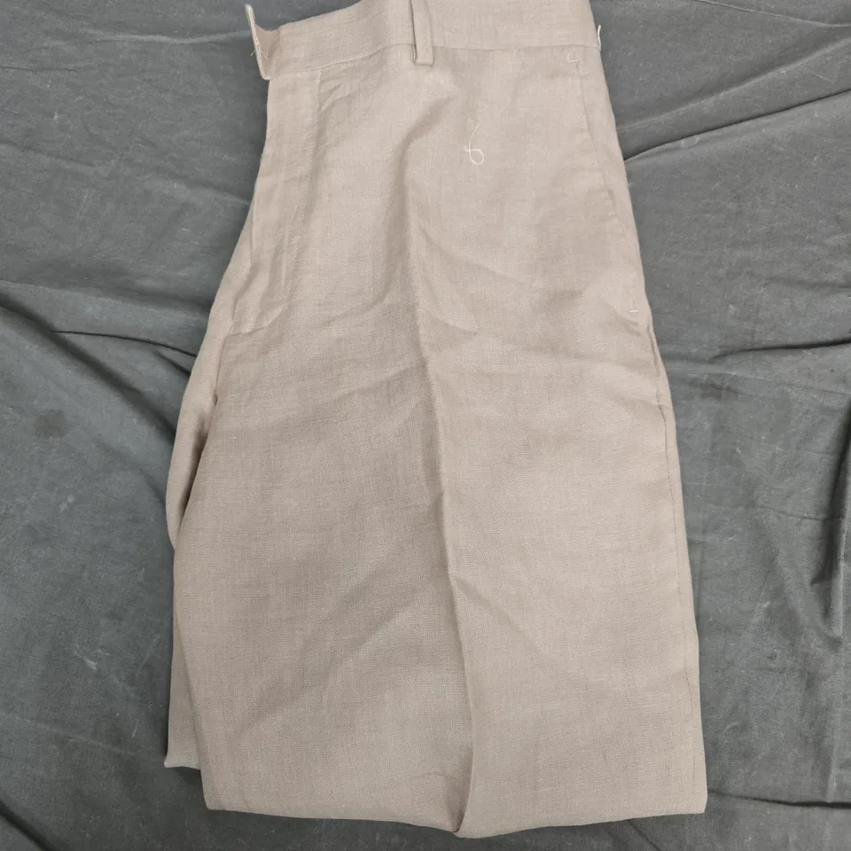 CHARLES TYRWHITT TAUPE LINEN TROUSERS, CLASSIC FIT, 34W X 32L