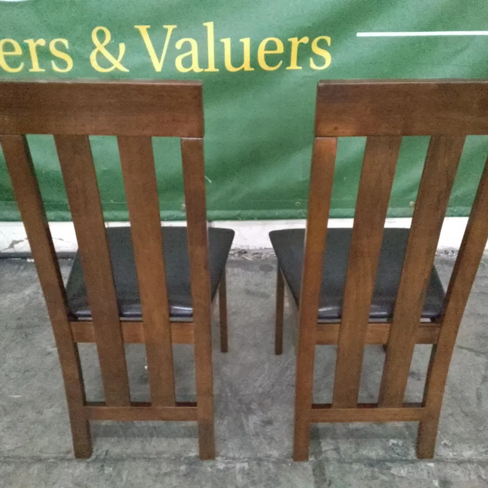 SET OF 2 NEW OXFORD DARK OAK DINING CHAIRS (BLACK LEATHER SEAT PAD)