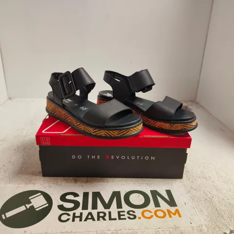 RIEKER BLACK LEATHER SANDALS β UK 6 (EU 39) β BOXED