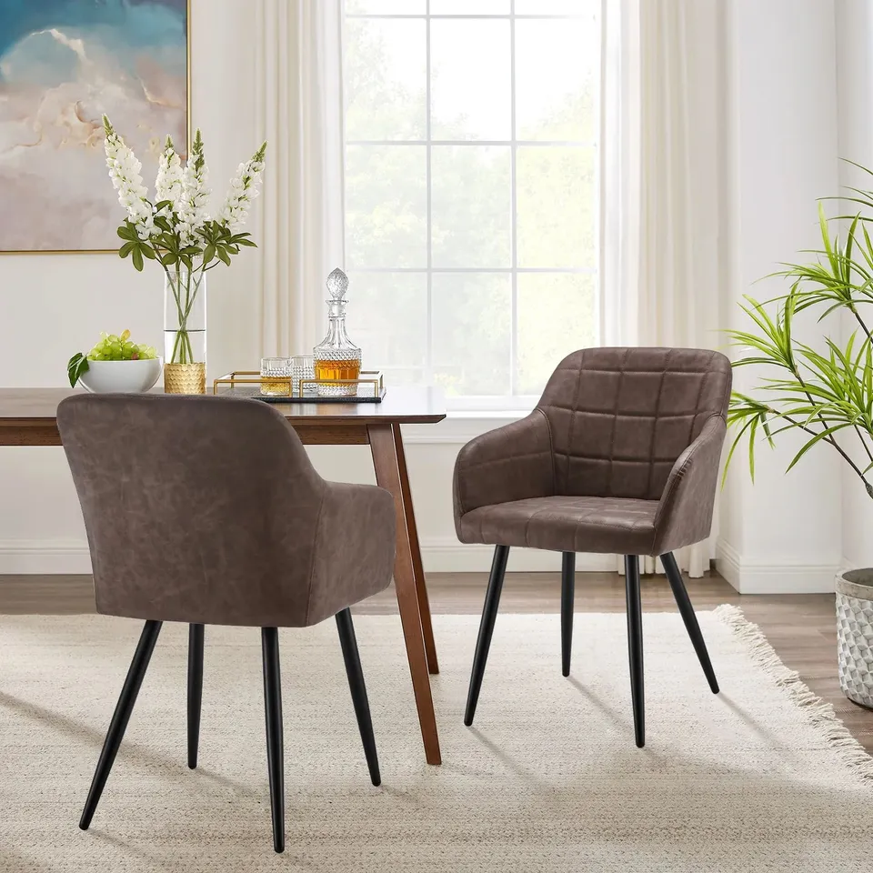 BOXED BLOOR DINING CHAIRS [FAUX LEATHER] [SET OF 2] BROWN