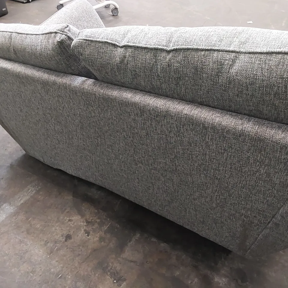 DESIGNER 2 SEATER LIGHT GREY FABRIC UPHOLSTERED SOFA 