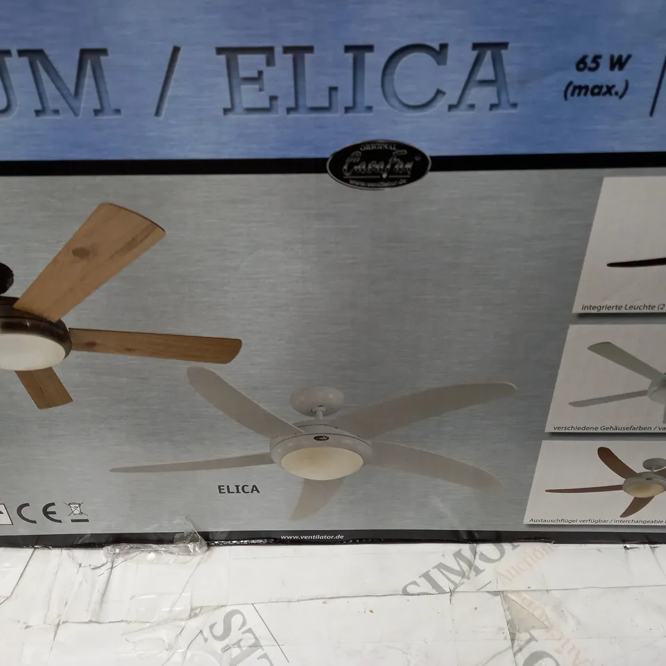 BOXED CASAFAN 132CM 5 BLADE CEILING FAN LIGHT REMOTE WHITE METAL BODY WHITE REVERSIBLE 