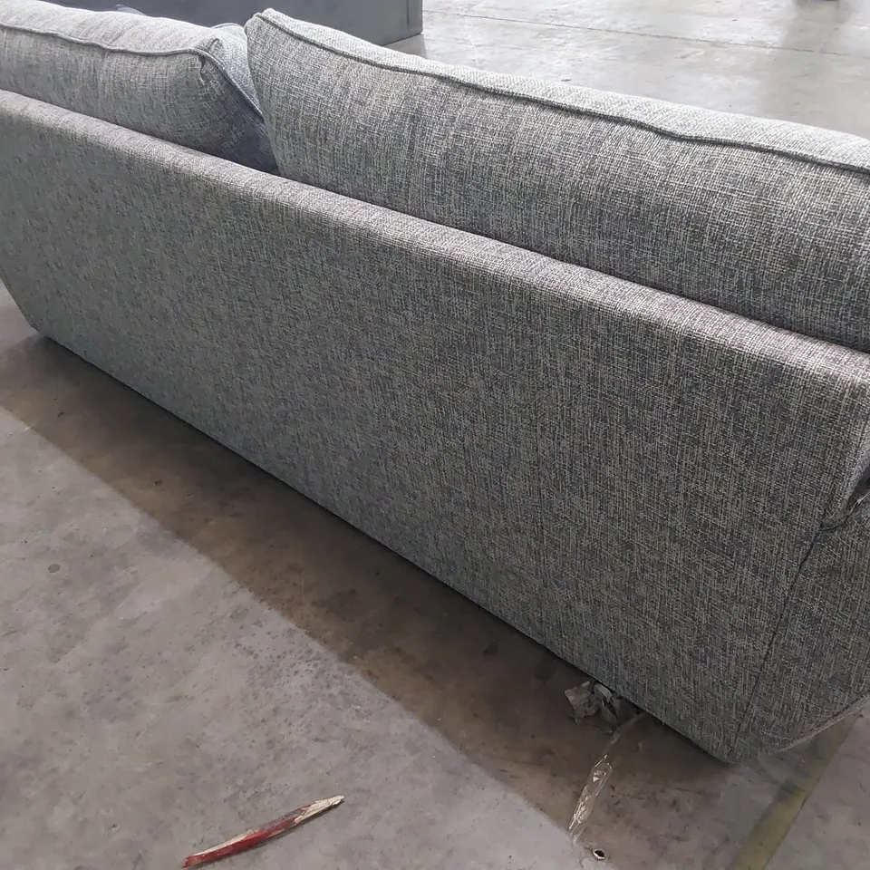 DESIGNER FOUR SEATER SOFA GREY FABRIC WITH SCATTER CUSHIONS 