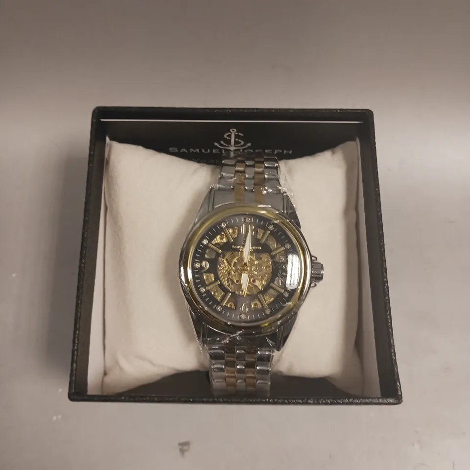 BOXED SAMUEL JOSEPH SKELETON JUBILEE TWO TONE WATCH