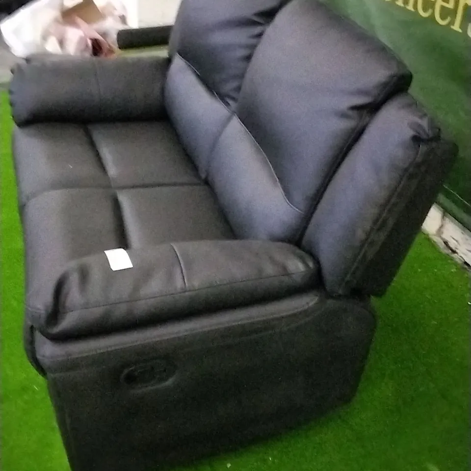 DESIGNER BLACK FAUX LEATHER RECLINING TWO SEATER SOFA