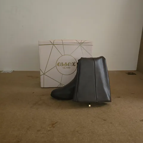ESSEX GLAM BLACK LEATHER ANKLE BOOTS – WOMEN'S  UK 3