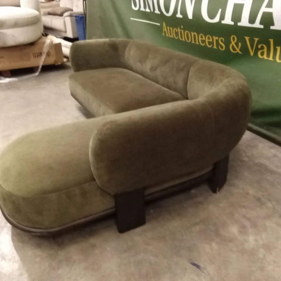 DANETTI OTTILIE OLIVE GREEN CHENILLE RIGHT HAND CORNER CHAISE SOFA RRP £1999