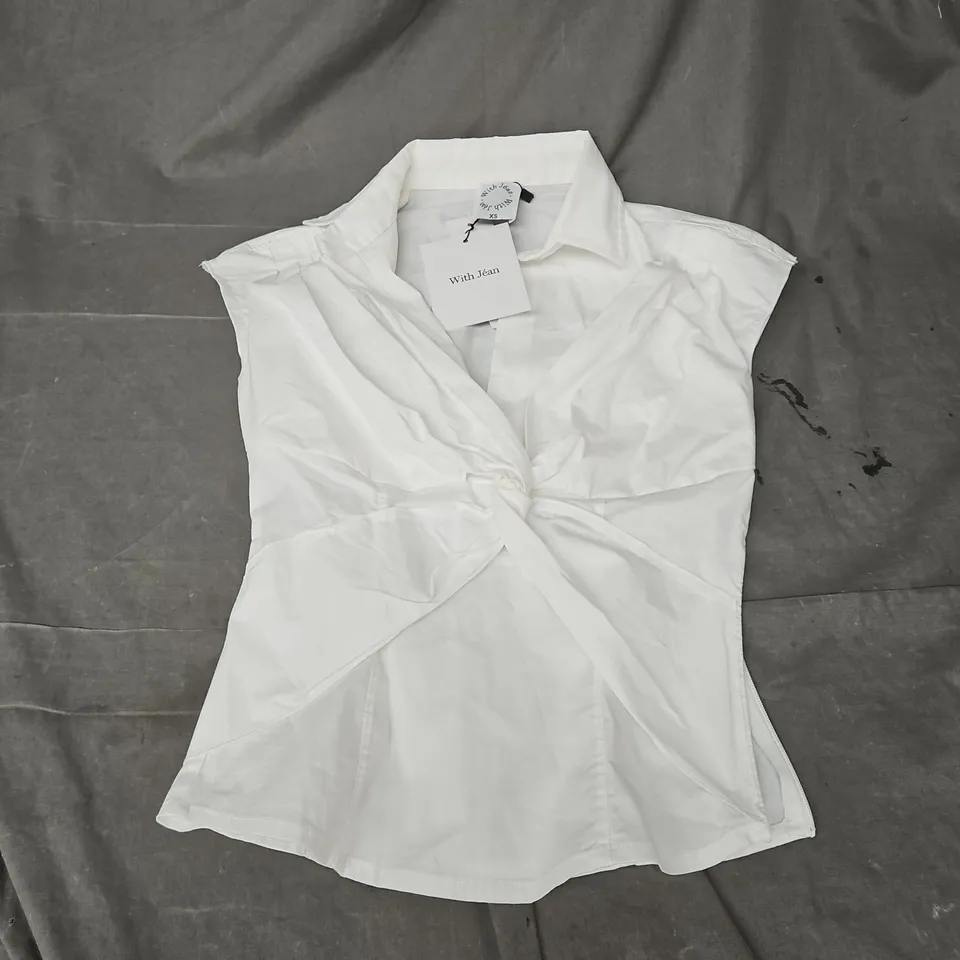 WITH JEAN REID TWIST TOP IN WHITE SIZE XS