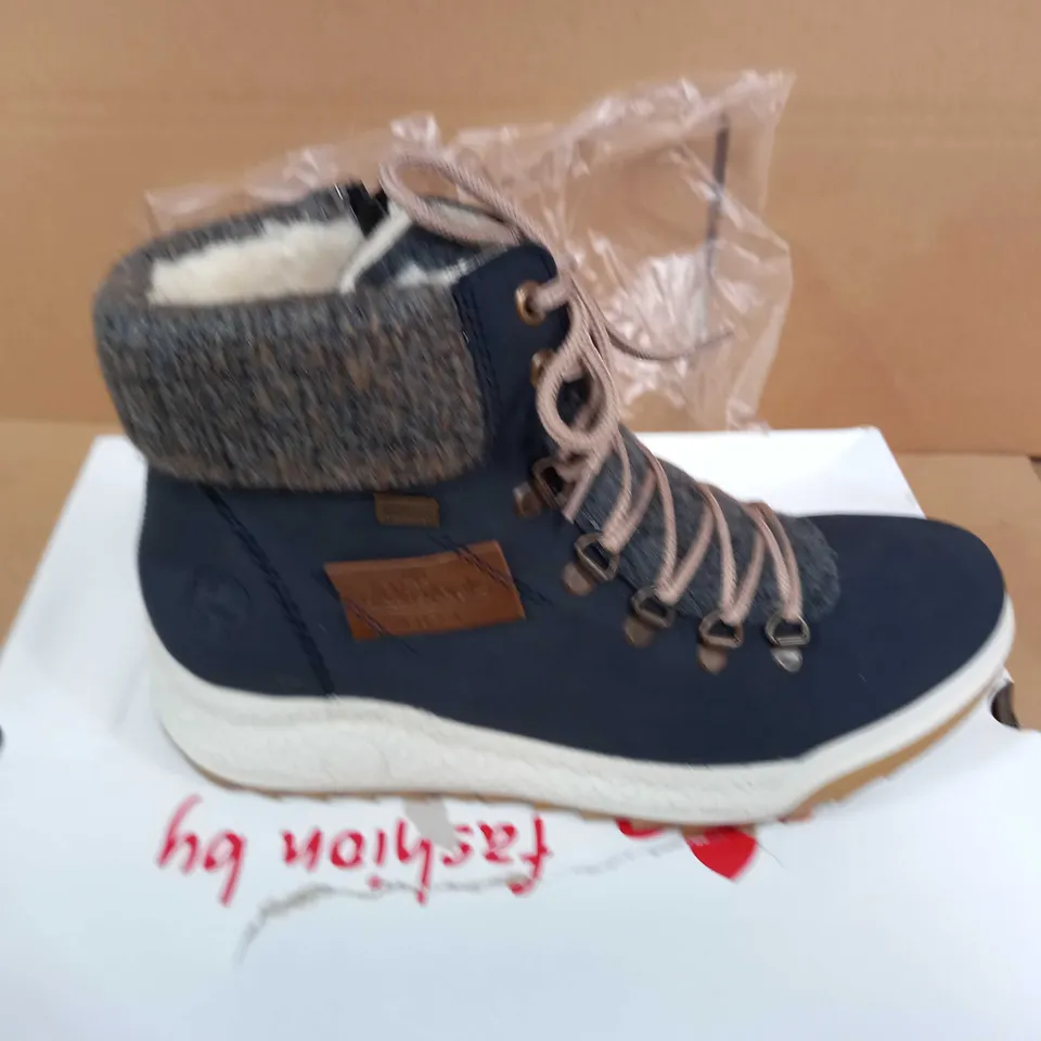 RIEKER LACE NAVY BOOT - SIZE 5