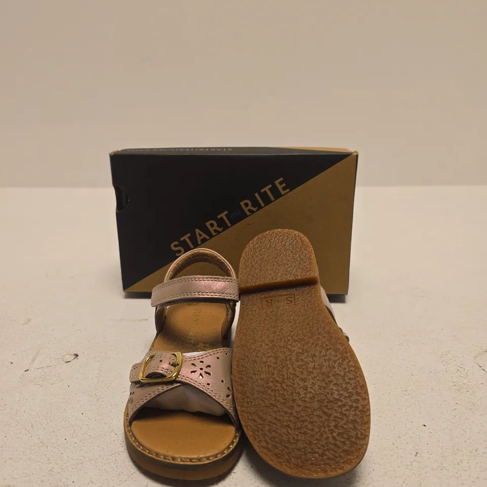 START-RITE SANDALS – PINK/TAUPE LEATHER, BUCKLE & VELCRO (SIZE UK 8.5)
