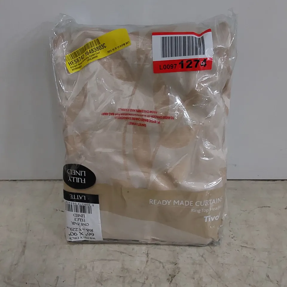 BAGGED BRYNJOLF ROOM DARKENING EYELET CURTAINS - LATTE // SIZE: 168 X 229cm