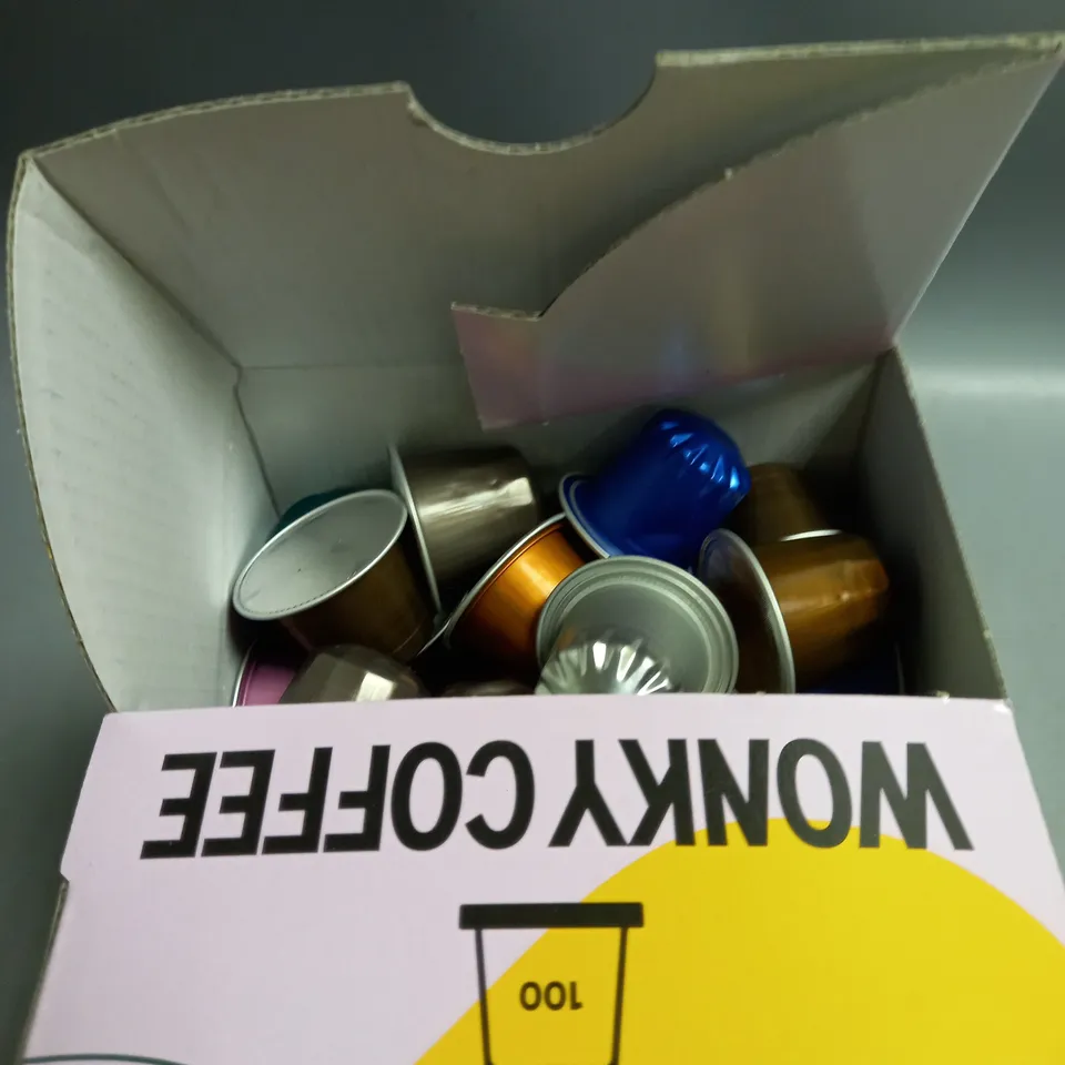 LOT OF APPROX 100 WONKY COFFEE LUCKY DIP COFFEE CAPSULES VARIOUS FLAVOURS