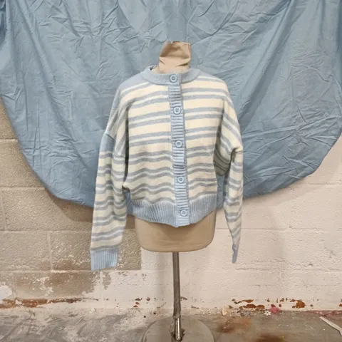 SIMMI London Striped Knit Cardigan, XS – blue & white