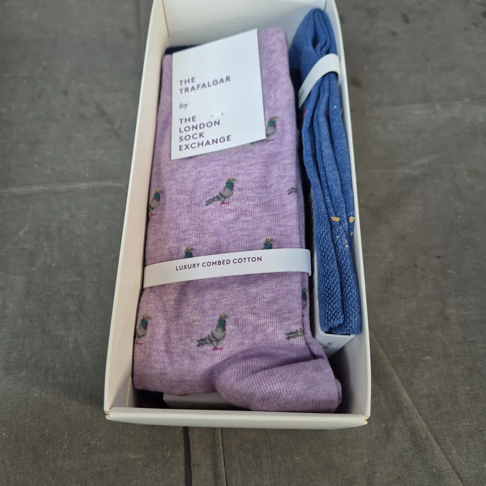 THE LONDON SOCK EXCHANGE LUXURY COMBED COTTON SOCKS GIFT SET – PURPLE & BLUE