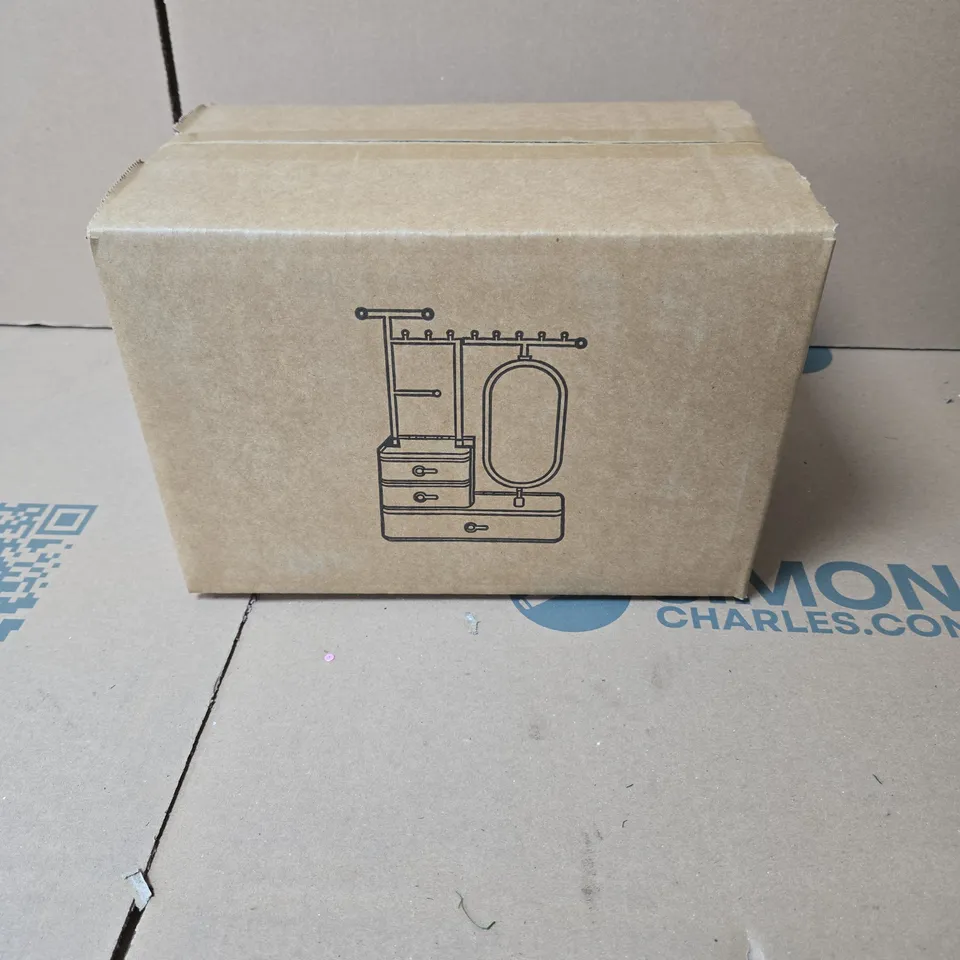 BOX OF 12 X PLASTIC JEWELLERY & MAKE-UP STORAGE BOX WITH DRAWERS, MIRROR AND INSTRUCTIONS BOXED