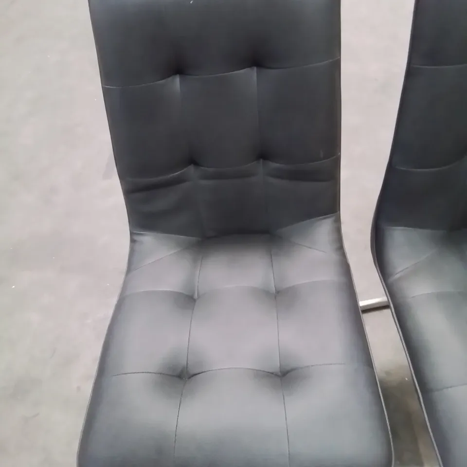 SET OF 4 QUALITY BUTTON BACK FAUX LEATHER UPHOLSTERED SIDE/DINING CHAIRS CHROME LEGS