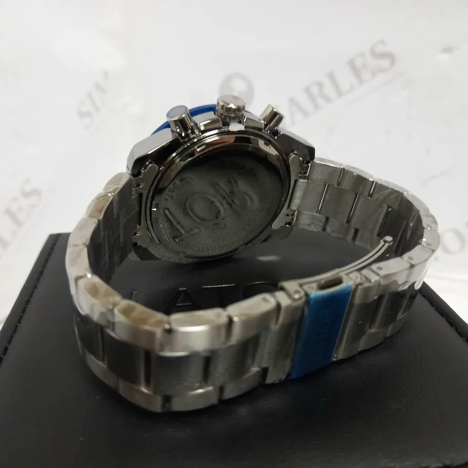LATOR CALIBRE TACHYMETRE BLUE DIAL CHRONOGRAPH STYLE BRACELET STRAP WATCH RRP £635