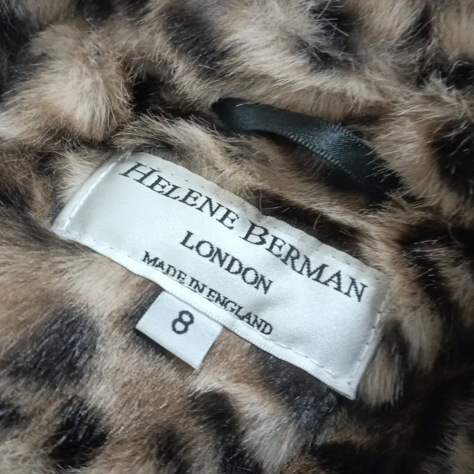 HELEN BERMAN LONDON LEOPARD PRINT FAUX FUR COAT – UK 8 (MADE IN ENGLAND)