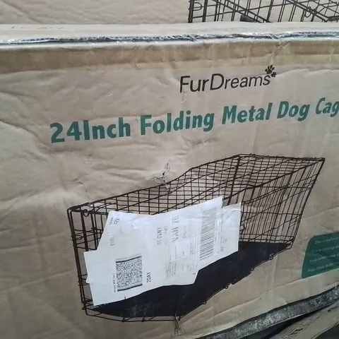 BOXED 24INCH FOLDING METAL DOG CAGE