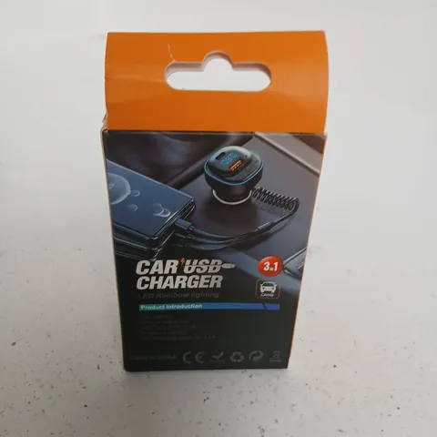 THREE CAR USB CHARGER WITH LED RAINBOW LIGHTING – 3.1A