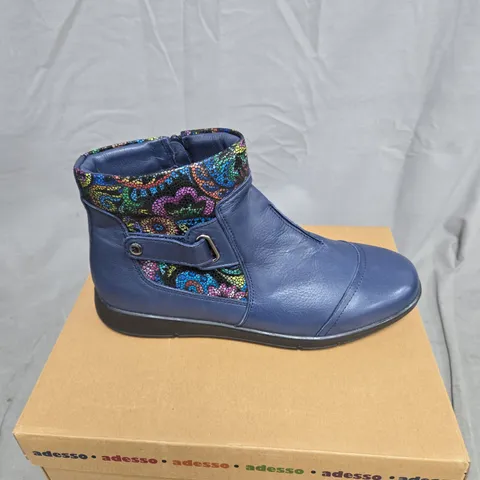 ADESSO BLUE ANKLE BOOT WITH ZIP SIZE 39 BOXED