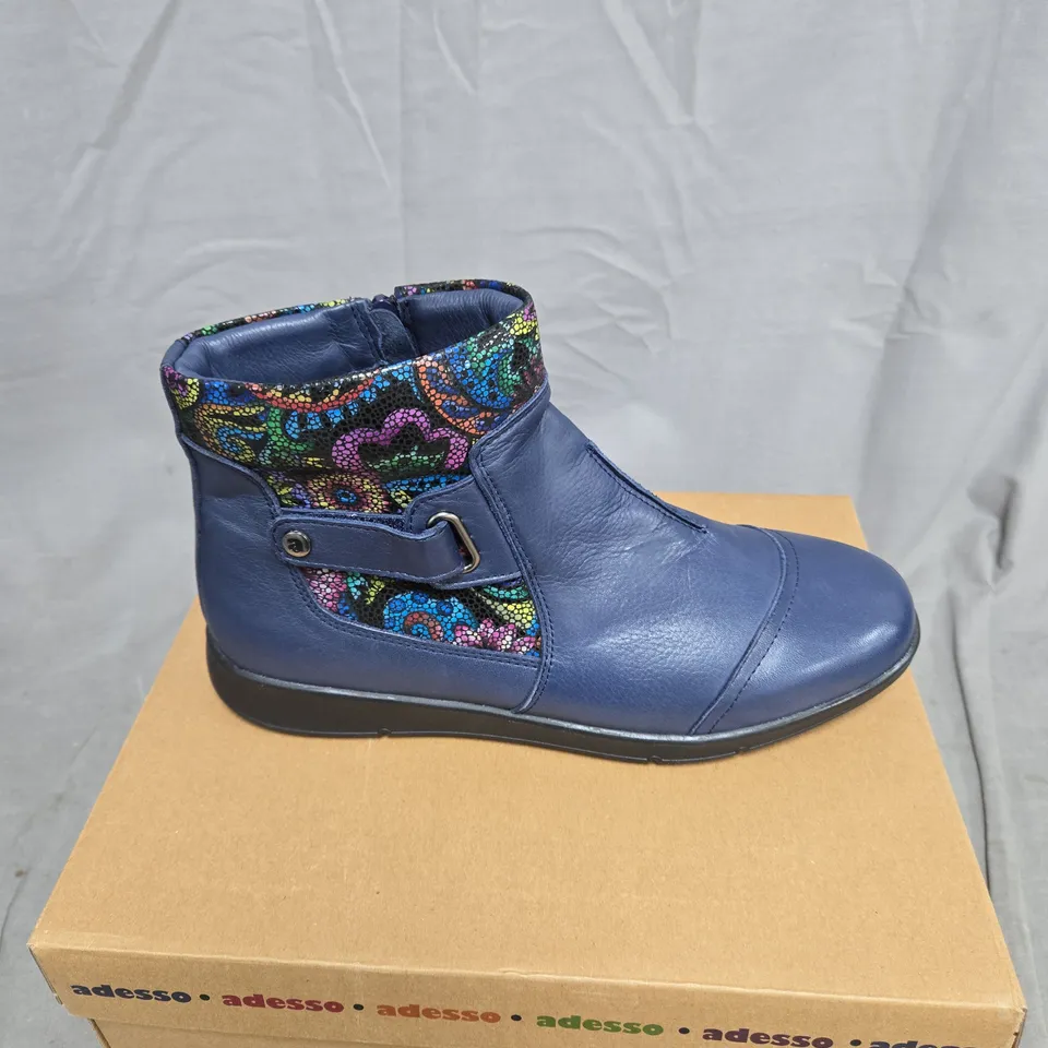 ADESSO BLUE ANKLE BOOT WITH ZIP SIZE 39 BOXED