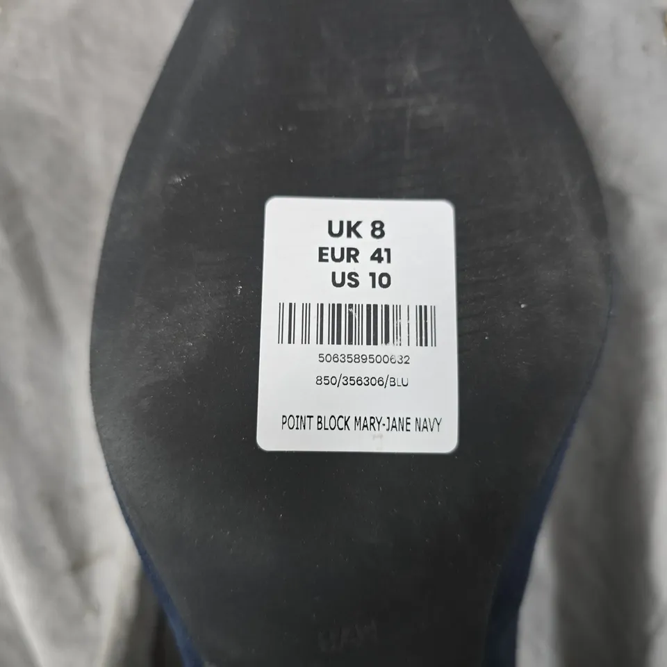 WOMEN'S NAVY SUEDE MARY-JANE HEELS – UK 8 (EU 41, US 10)