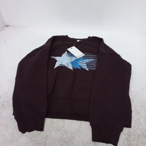 HUSH TRIPLE STAR PRINT SWEATSHIRT, DARK BROWN, UK S/M