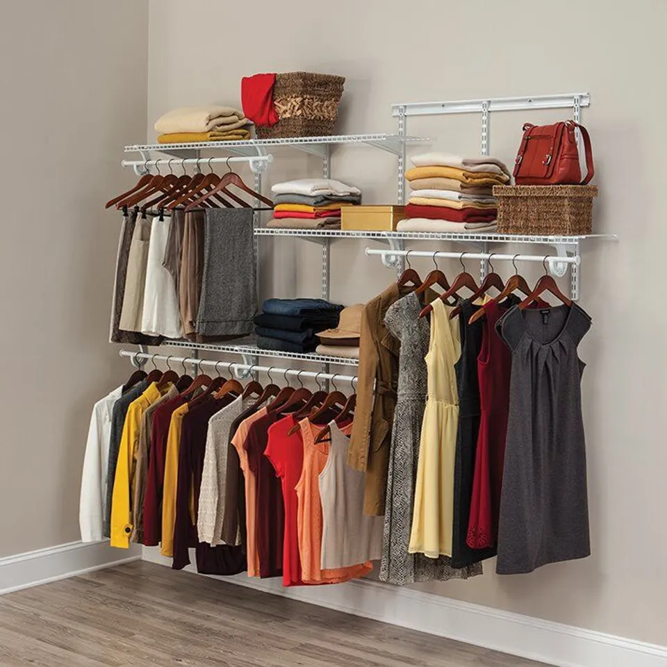 BOXED ADJUSTABLE CLOTHES STORAGE SYSTEM UPTO 244CM WIDE