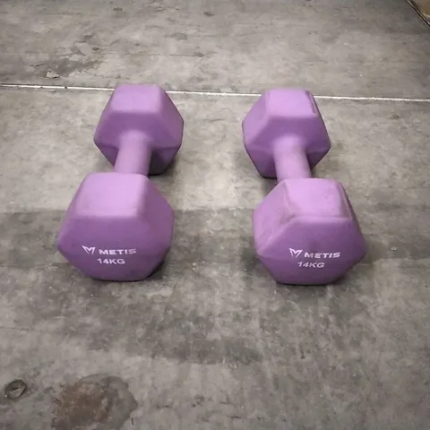 PAIR OF METIS 14KG NEOPRENE DUMBELLS