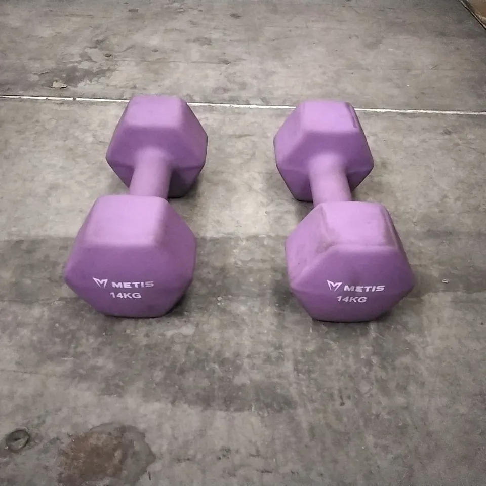 PAIR OF METIS 14KG NEOPRENE DUMBELLS