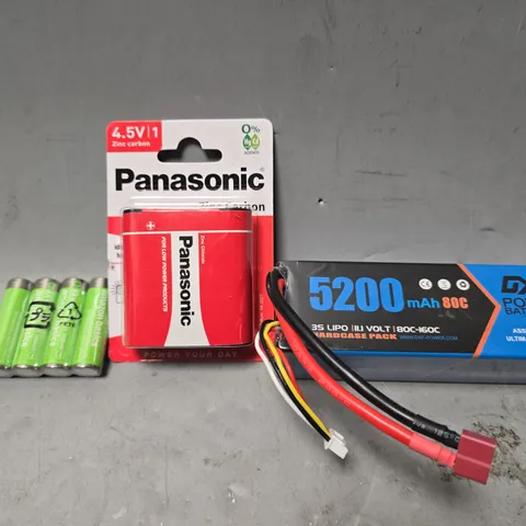 APPROXIMATELY 15 ASSORTED BATTERYS TO INCLUDE -  PANASONIC ZINC CARBON , 5200MAH POWER BATTERIES ETC