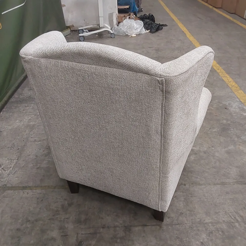 DENTON CHUNKY WEAVE FABRIC WING CHAIR - NATURAL