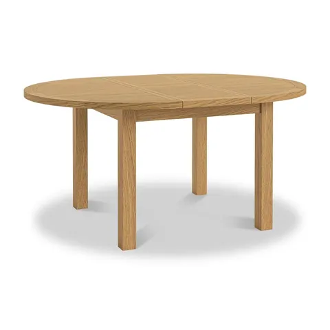 BOXED BROADWAY OAK 120-160CM ROUND EXTENDABLE DINING TABLE - NATURAL (1 BOX)