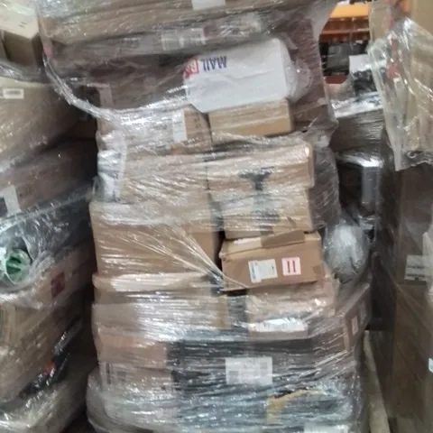 PALLET OF ASSORTED HOUSEHOLD GOODS AND PRODUCTS TO INCLUDE;AIR PUMP,POWER TOOL BATTERY,NIGHTSTAND 
